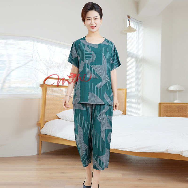 Đồ bộ trung niên nữ B61 - Bộ đồ quần áo kiểu thời trang cho mẹ cho bà - Shop bộ ngủ mặc nhà mùa hè t