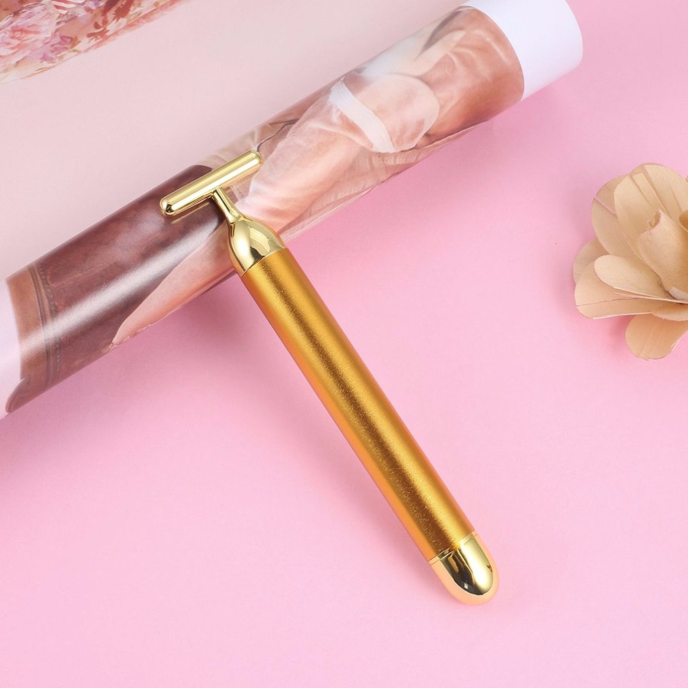 [Hcm](Không Hộp Và Túi) 24K Vàng Facial Slimming Mặt Lăn Massage Stick Lift Làm Săn Chắc Da Nhăn Bar Facial Beauty Tool Loại 1