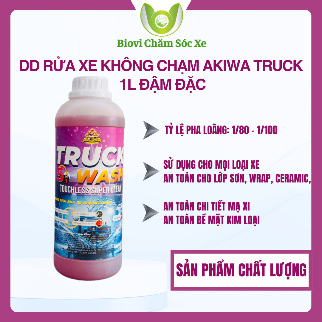 Dung dịch rửa xe không chạm 5in1 AKIWA TRUCK - 1 lít cô đặc (tỷ lệ 1:80-1:100) Dùng Cho Tất Cả Ca