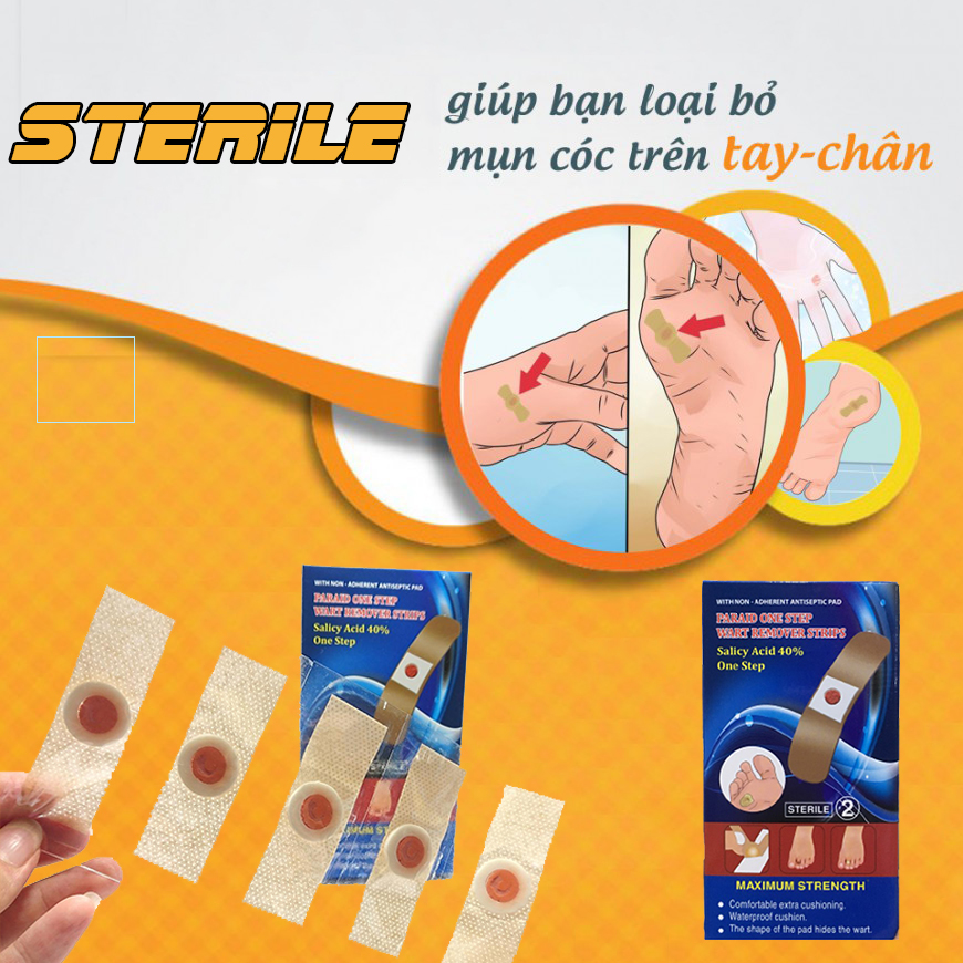 Miếng Dán Mụn Cóc Mụn Cơm Sterile (hộp 6 miếng) hỗ trợ loại bỏ các mụn cóc mụn cơm mắt cá chân thông thường trên da miếng dán mụn cóc Pharmacity của Nhật Bản - gutymart