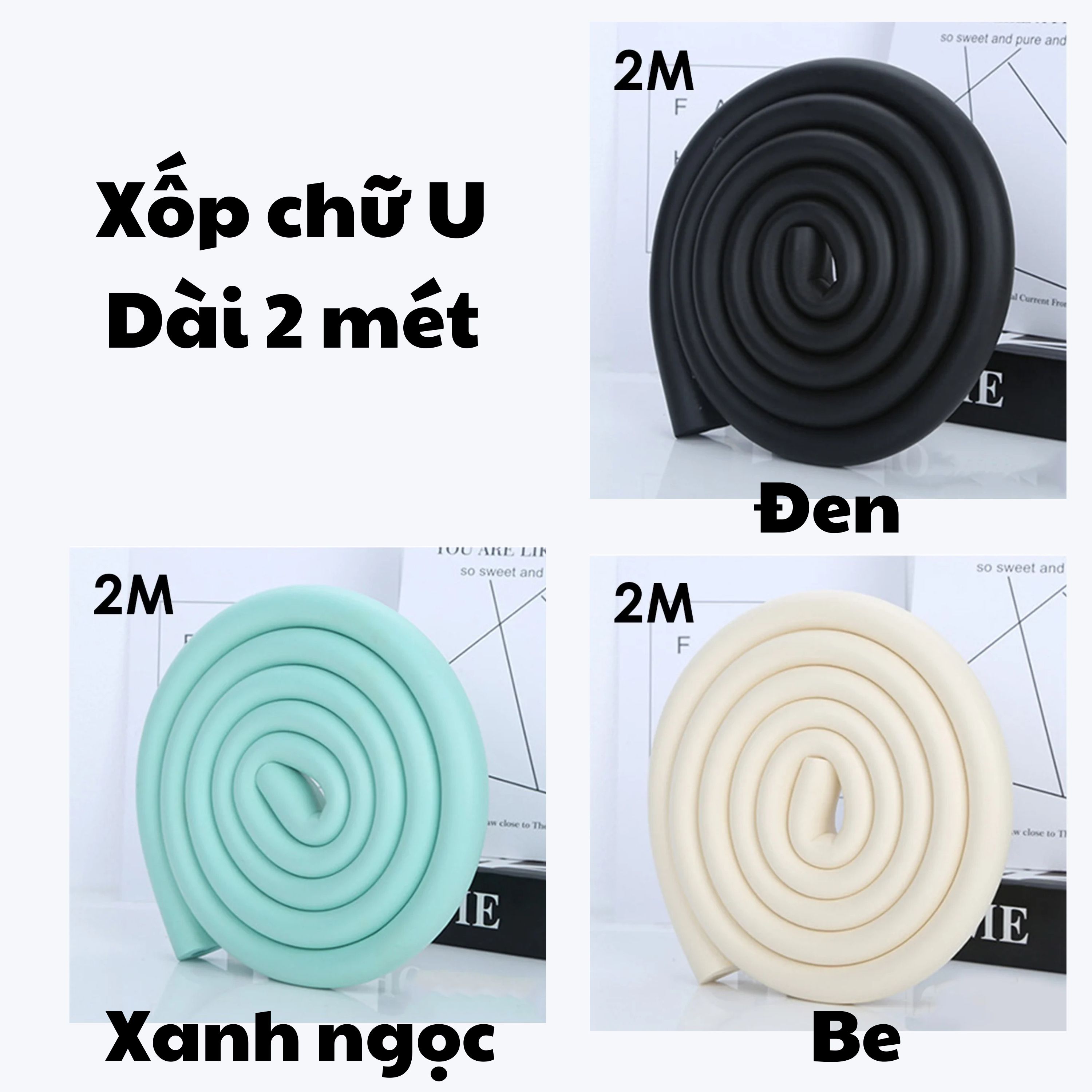 Cuộn Xốp Bọc Cạnh Bàn Góc Nhọn Xe Đẩy Cạnh Tủ Bếp Giường Dài 2 Mét Chống Va Đập An Toàn Cho Bé