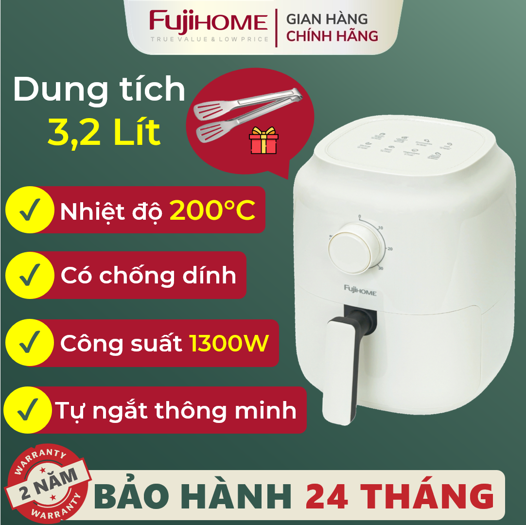 Nồi chiên không dầu 32 Lít Nhập khẩu FUJIHOME tự ngắt có chống dính lò chiên không dầu 1 người