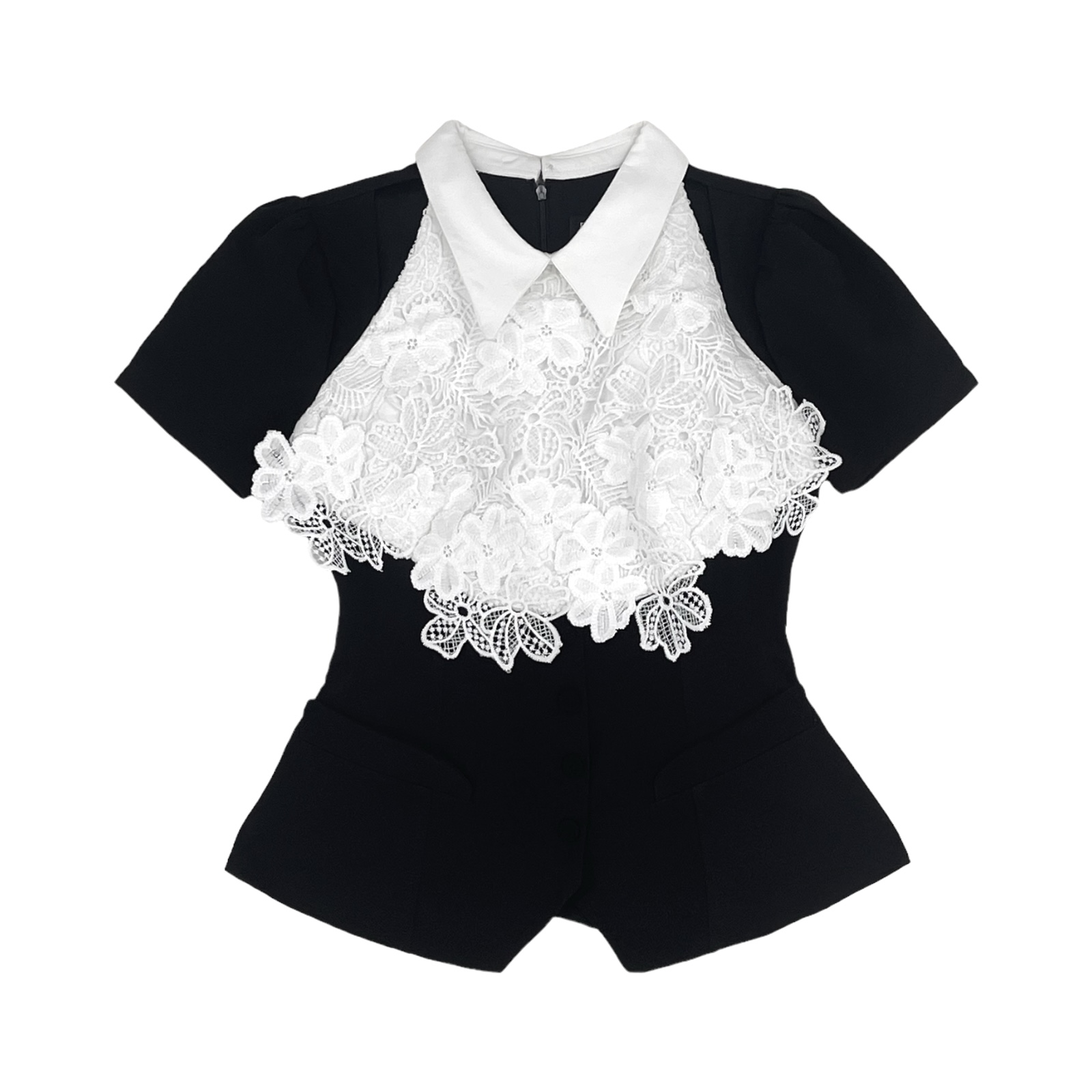 Áo Kiểu Dự Tiệc Peplum Phối Hoa Ren Cutout Vai Chất Cotton Tuyết BBSTORE’S -A3926A