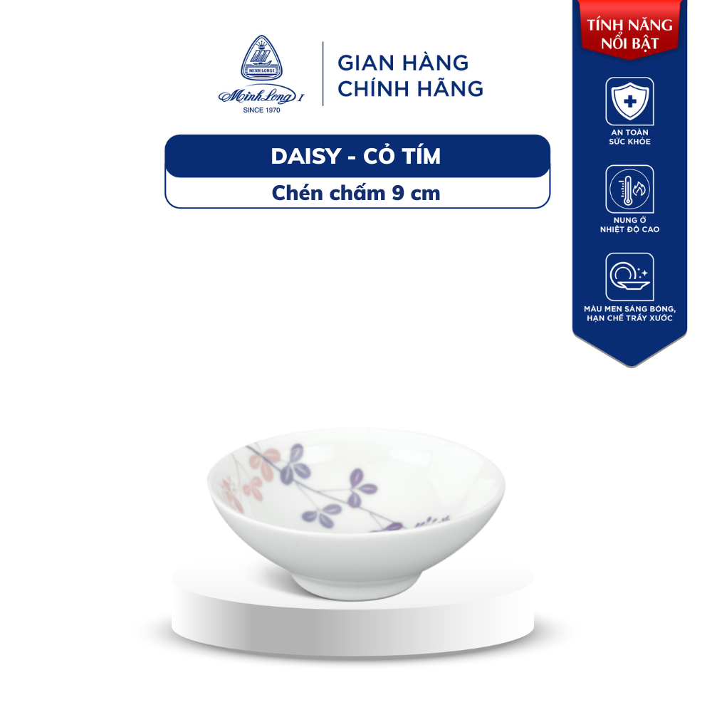 Chén Bát Ăn Cơm Muỗng Tô Dĩa Sứ Cao Cấp Minh Long - Daisy - Cỏ Tím