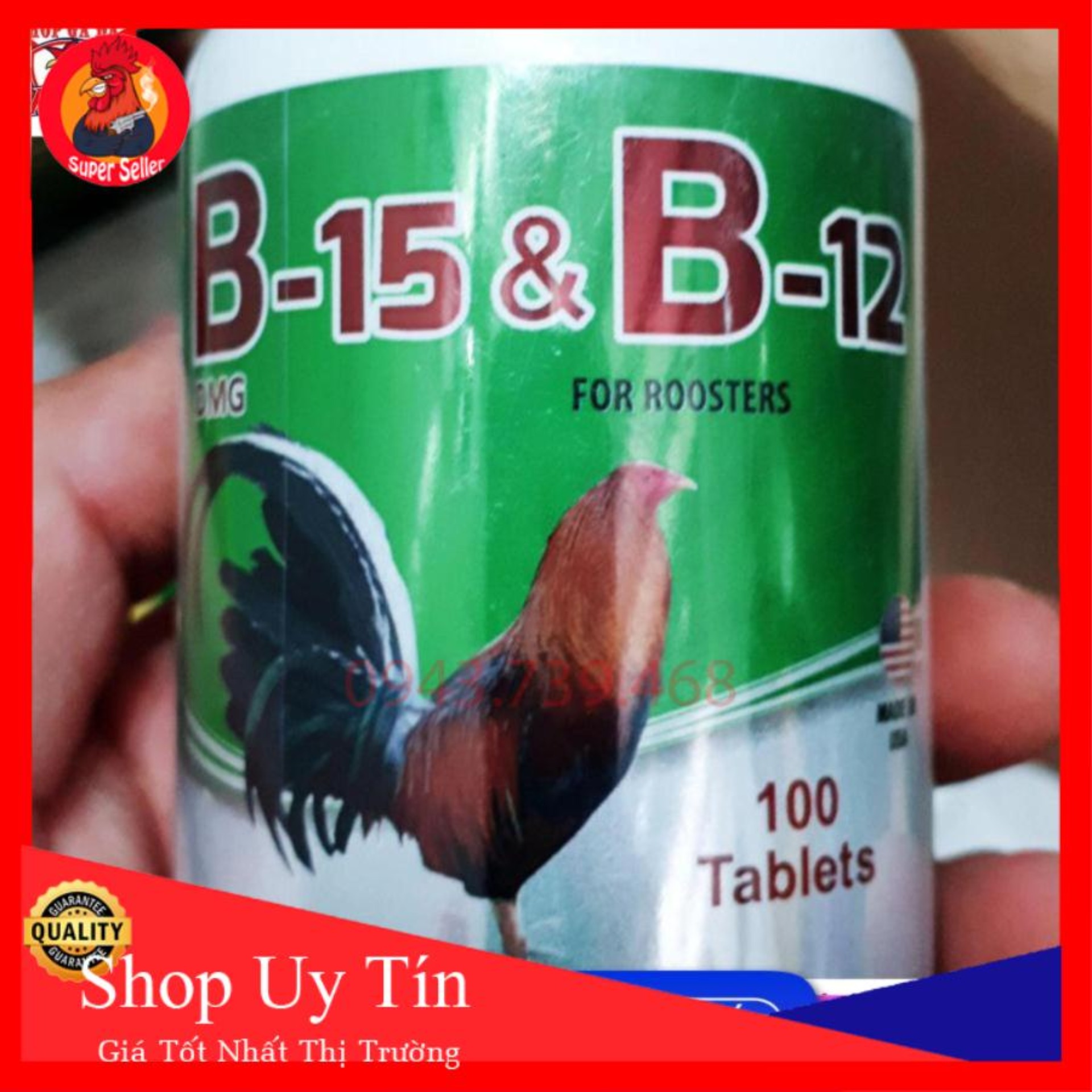 B15 B12  chất dinh dưỡng dành cho gà đá hộp 100 viên