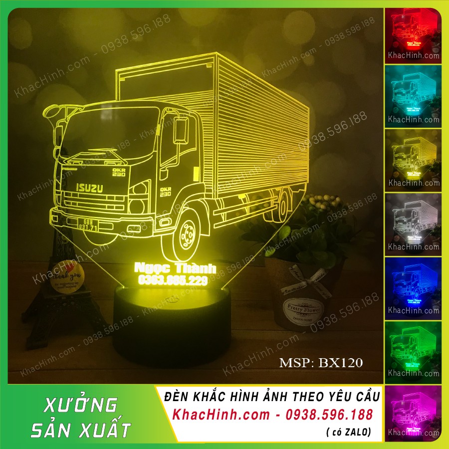 Đèn mô hình xe ISUZU QKR 230 đèn trang trí táp lô xe ô tô táp lô xe khách xe tải khắc hình theo yêu cầu khachinh.com