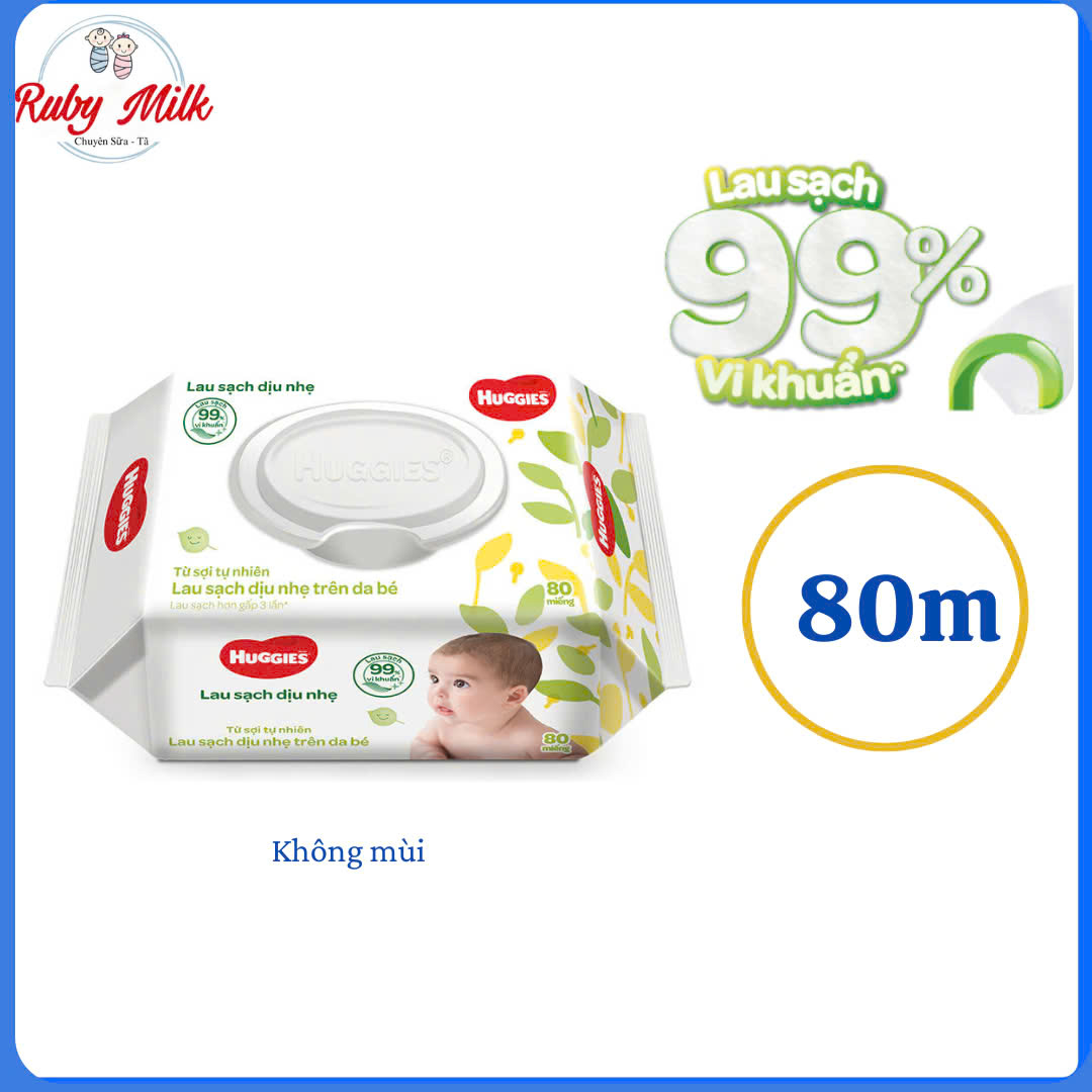 Khăn ướt Huggies Gói 80 miếng không mùi