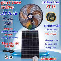 Bảo hành 2 năm có REMOTE quạt năng lượng mặt trời treo tường công nghiệp 18 inch Solar Fan 60000 mAh động cơ không chổi than sạc 2 chế độ siêu mát