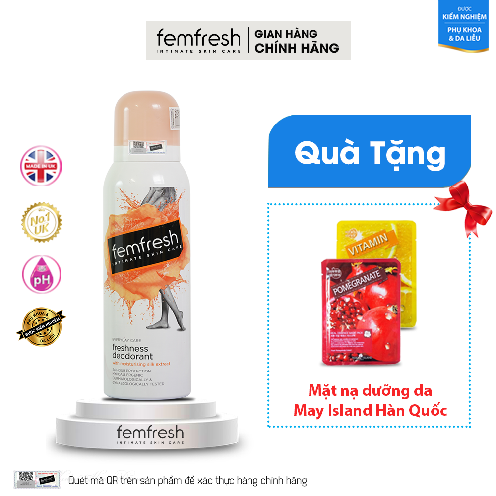 [Quà Tặng] Xịt Thơm Mát Khử Mùi Vùng Kín Số 1 Anh Quốc - Femfresh Deodorant Spay 125Ml