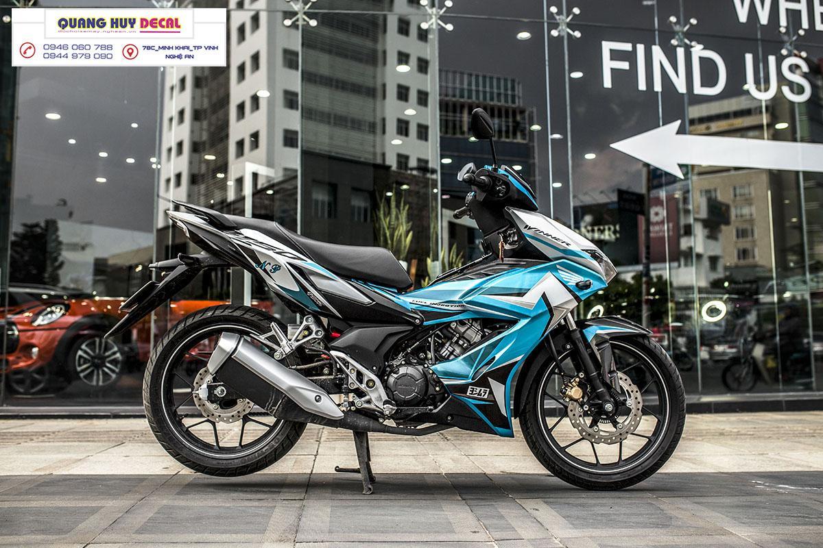 Tem trùm xe máy WINNER X  xanh bạc đen - làm tem xe máy WINNER X theo yêu cầu - Tem xe máy WINNER X 