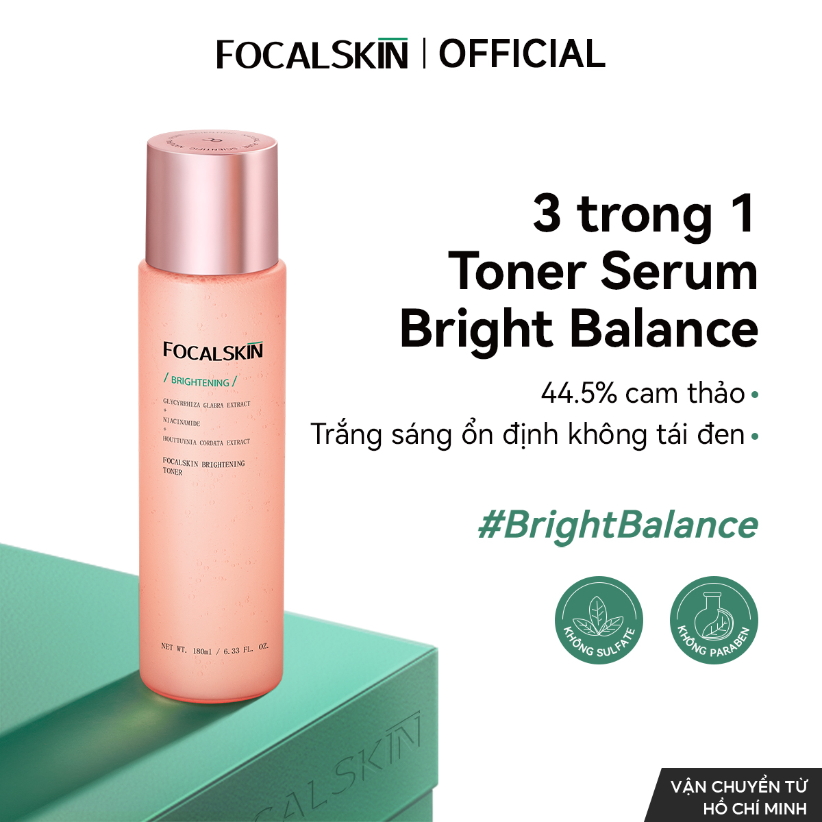 Toner Serum 3 trong 1 Niacinamide B3 44.5% Cam Thảo Dưỡng Trắng Mờ Thâm Da Mụn Nhạy Cảm FOCALSKIN Br