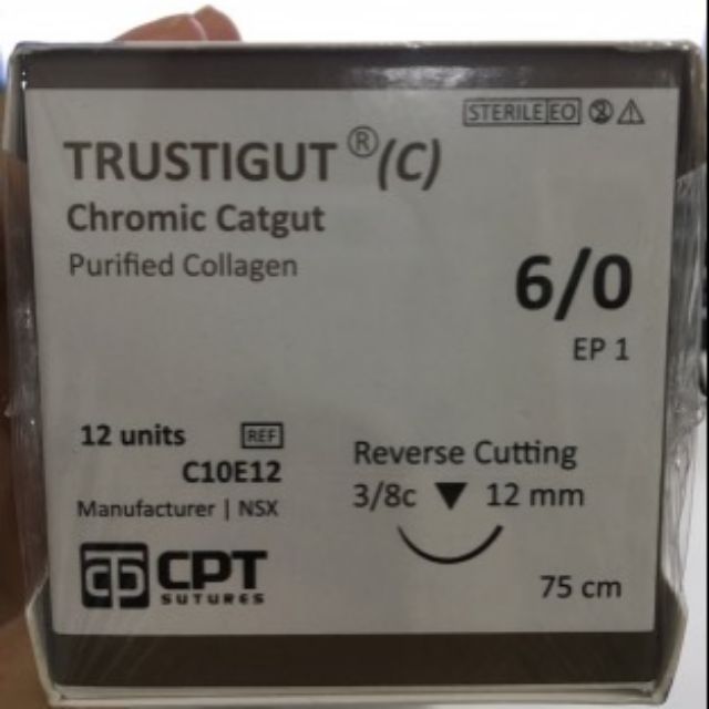 Chỉ Phẫu Thuật Tự Tiêu Chromic Catgut 6/0 Cpt