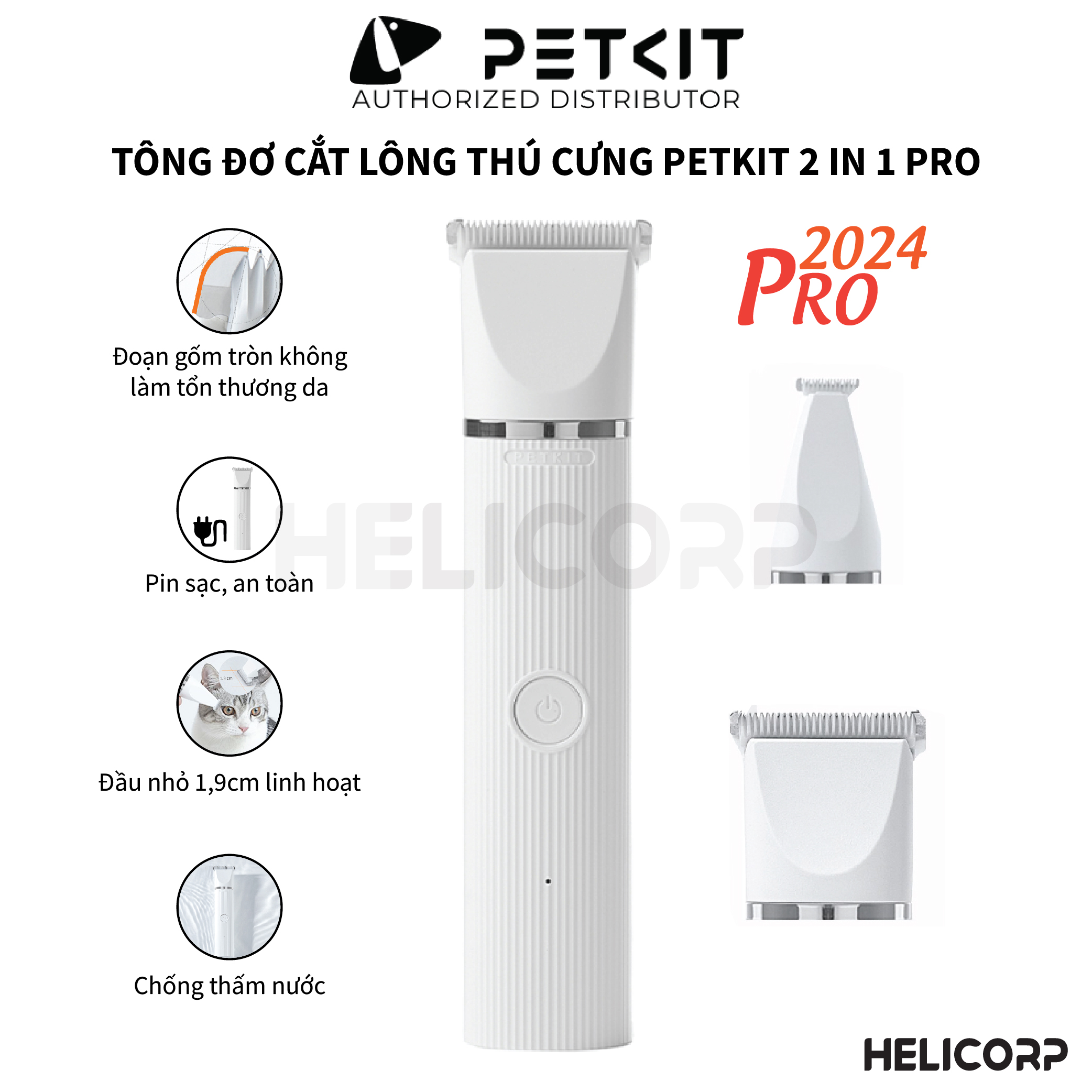 Tông Đơ Cắt Tỉa Cạo Lông Chó Mèo 2 in 1 Petkit PRO 2024