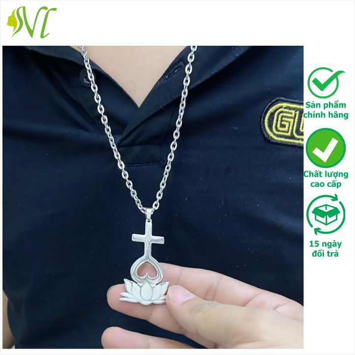 Dây chuyền thiên tâm đạo đế hoa sen mặt dây chuyền phong thuỷ may mắn nam nữ không đen không gỉ xài