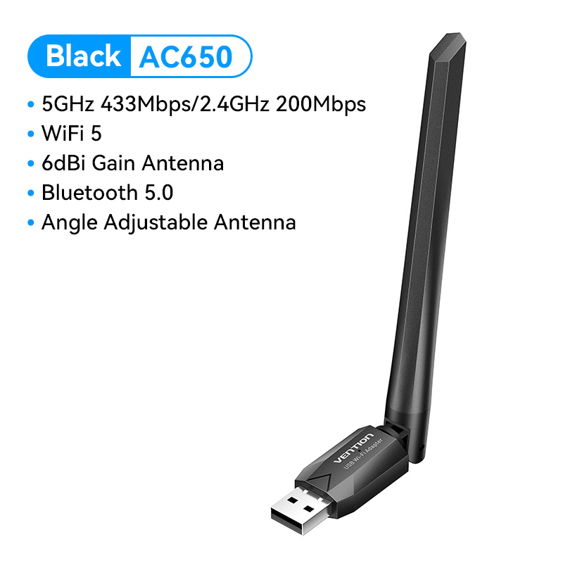 Vention Bộ Chuyển Đổi USB WiFi 6 AX900 AC650 5GHz 2.4GHz Đầu nối WIFI băng tần kép Bluetooth 5.0 6dB