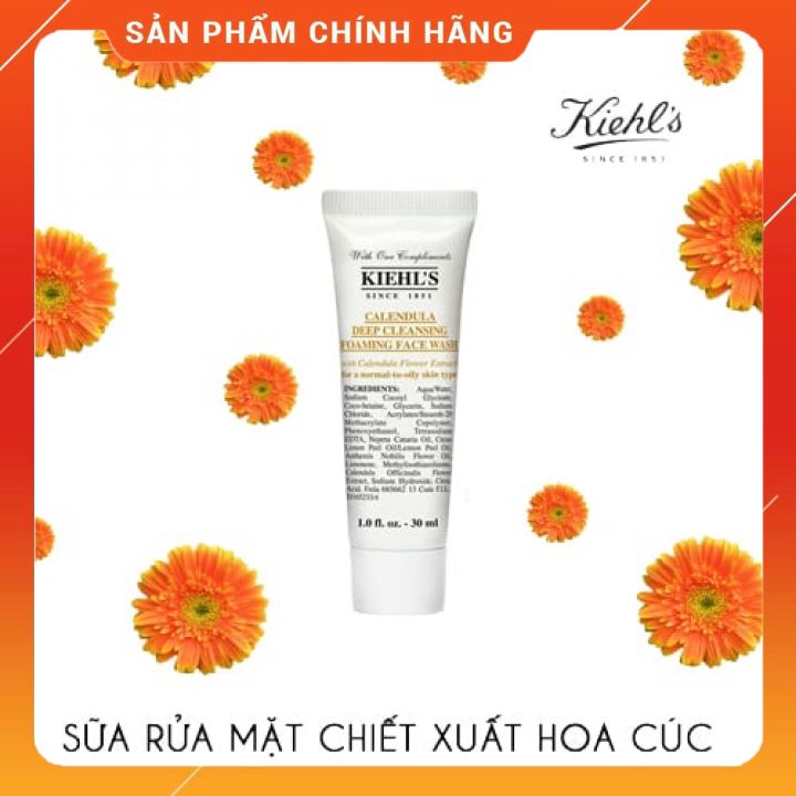 Sữa rửa mặt hoa cúc Kiehl’s Calendula Deep Cleansing Foaming Face Wash 30ml