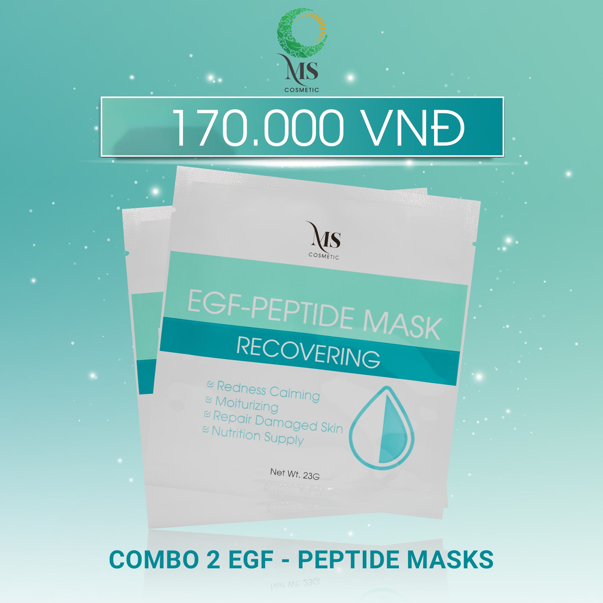 COMBO 2 Mặt Nạ Thạch MS EGF - Peptide Mask Giúp Dưỡng Ẩm Mặt Nạ Thạch Phục Hồi Và Tái Tạo Da (1 Miếng - 23g) - MỸ PHẨM MS COSMETIC