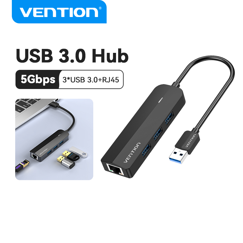 Vention USB HUB 3 0 Cổng Chia USB with RJ45 Ethernet Adapter 1000Mbps Micro USB Power Port Supply ch