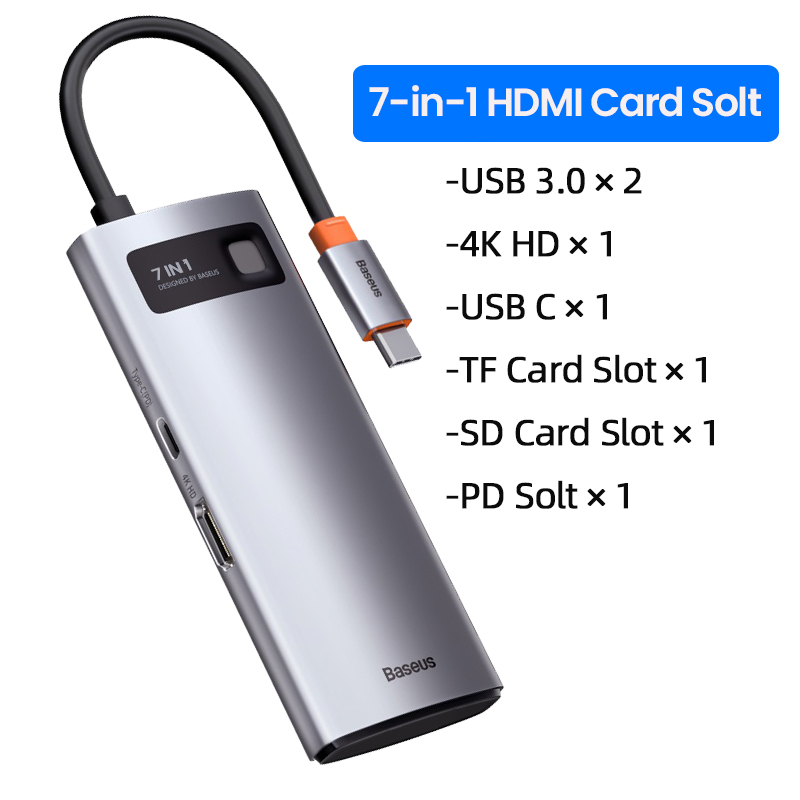 Baseus USB C HUB Type C to HDMI USB 3.0 PD Adapter SD TF slot RJ45 VGA 3.5mm Audio for MacBook Pro i