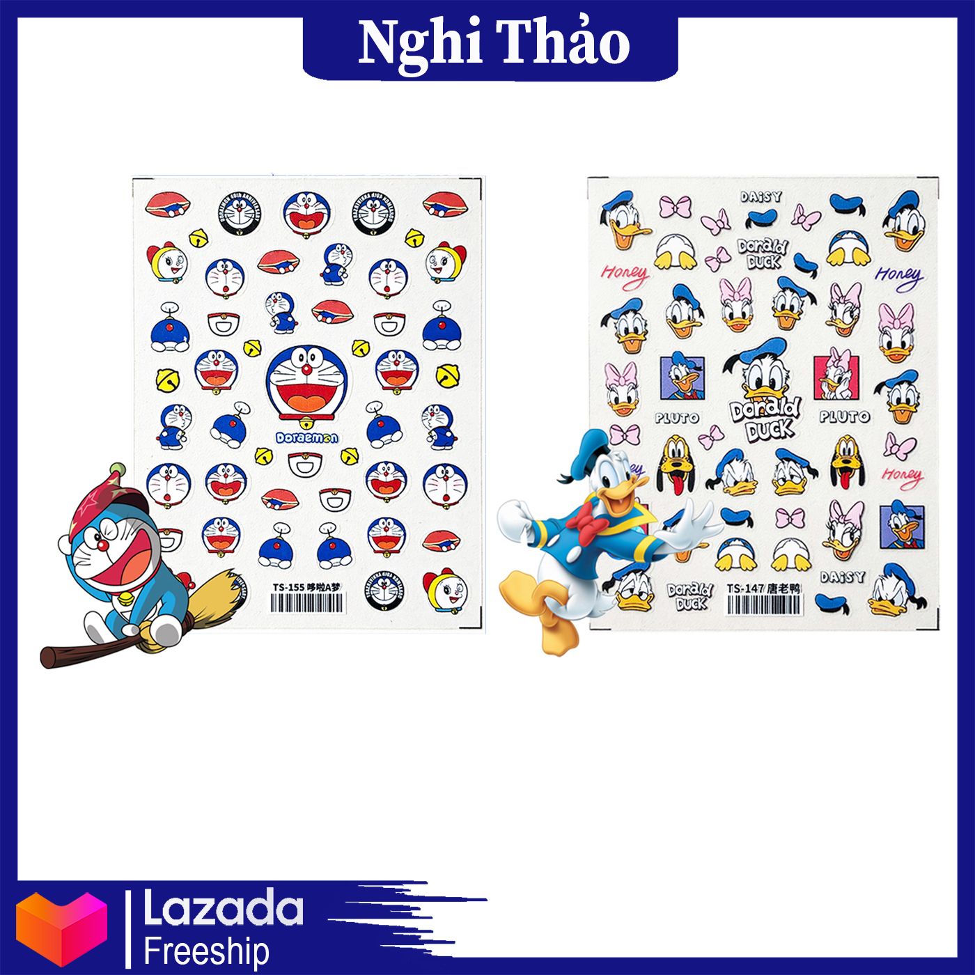 Phụ Kiện Sticker Lụa Nổi 5D Hoạt Hình Trang Trí Móng