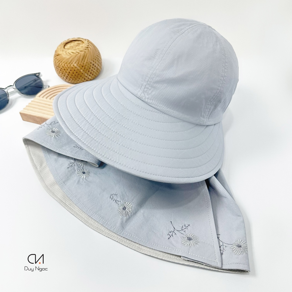 (15 màu) Mũ nón chống nắng 3n1 đa năng kèm khẩu trang Duy Ngọc kiểu vành rộng màu thêu cao cấp chống tia UV vải chọn lọc kĩ hàng chất lượng cao (4079)