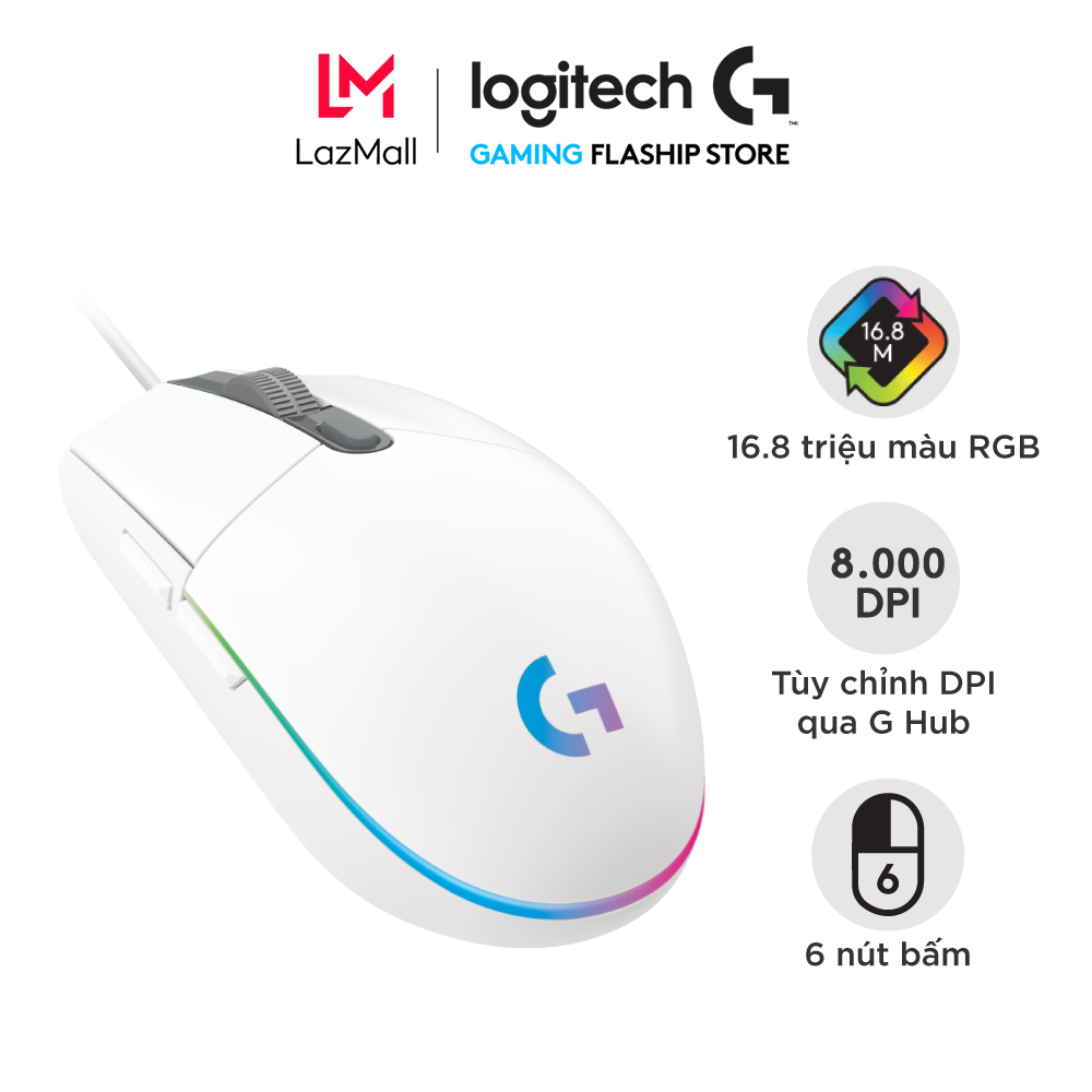 Chuột game có dây Logitech G203 Lightsync - Tùy chỉnh RGB 6 nút lập trình nhẹ 8.000 DPI cảm biến chu