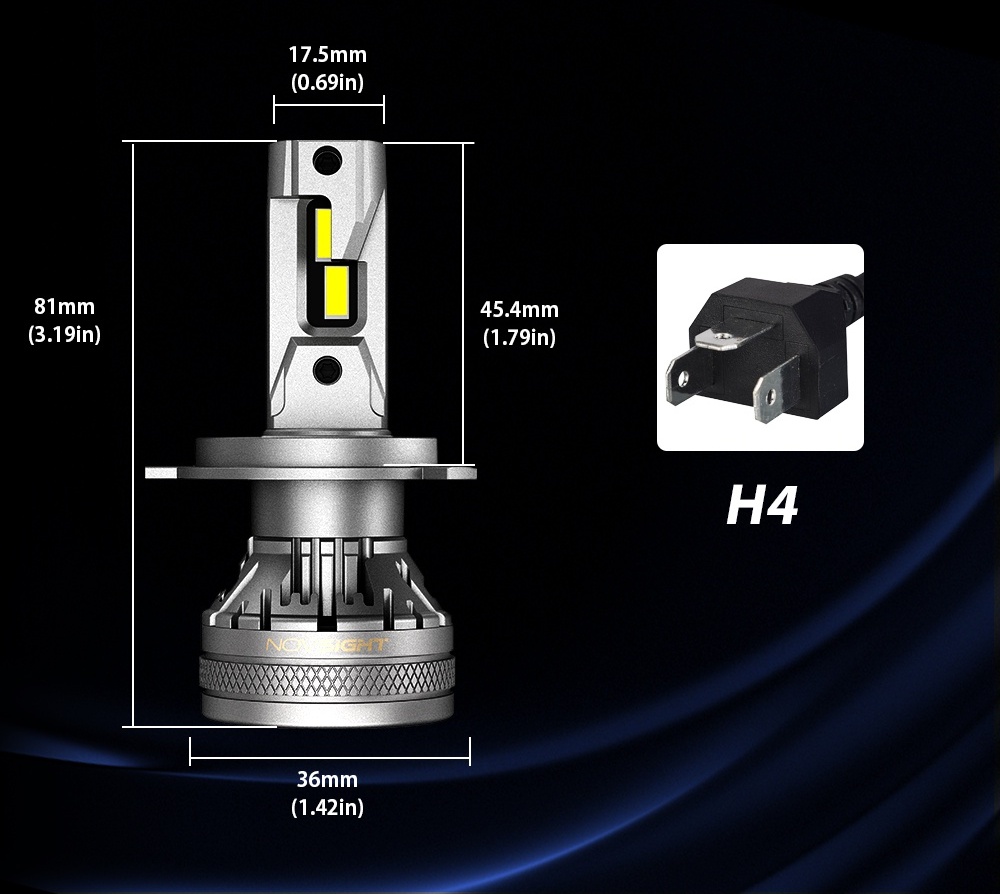Đèn LED Pha Cos Ô Tô Xe Hơi Siêu Sáng Cao Cấp NovSight N37 22000LM 6500K Chân Cắm H1 H3 H4 H7 H11 90