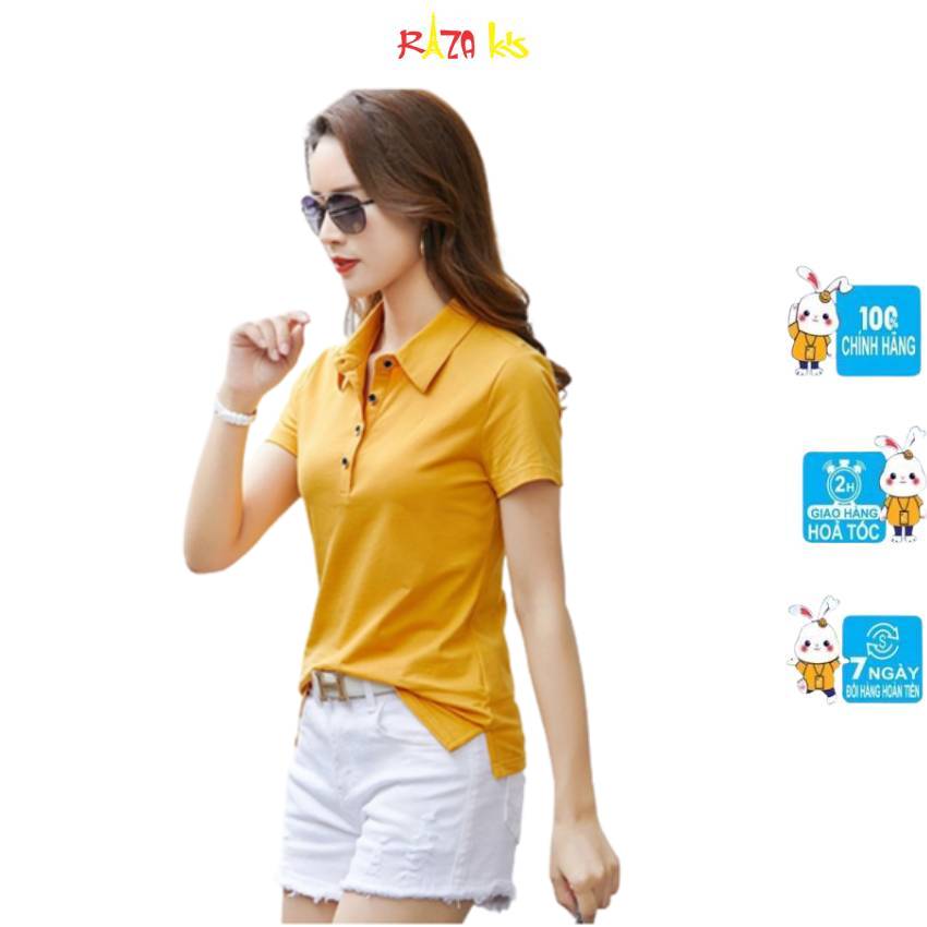Áo thun polo nữ RAZA thun cotton ngắn tay thấm hút tốt dáng công sở nhiều màu RZM46