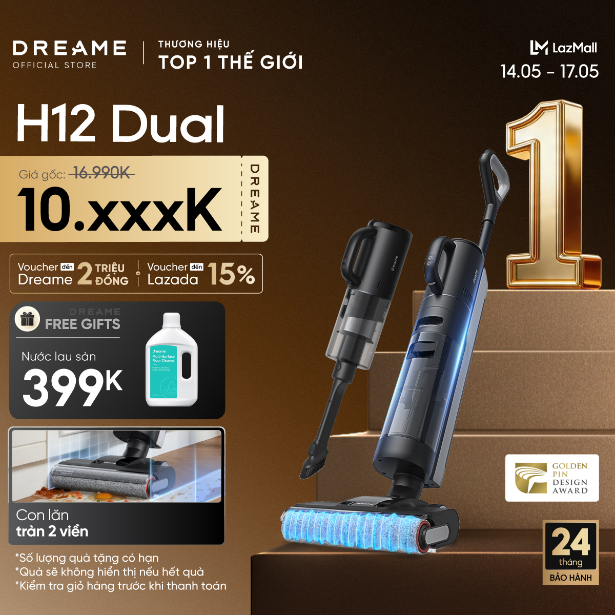 Máy hút bụi lau nhà Dreame H12 Dual - Thiết bị làm sạch thông minh cho ngôi nhà hiện đại