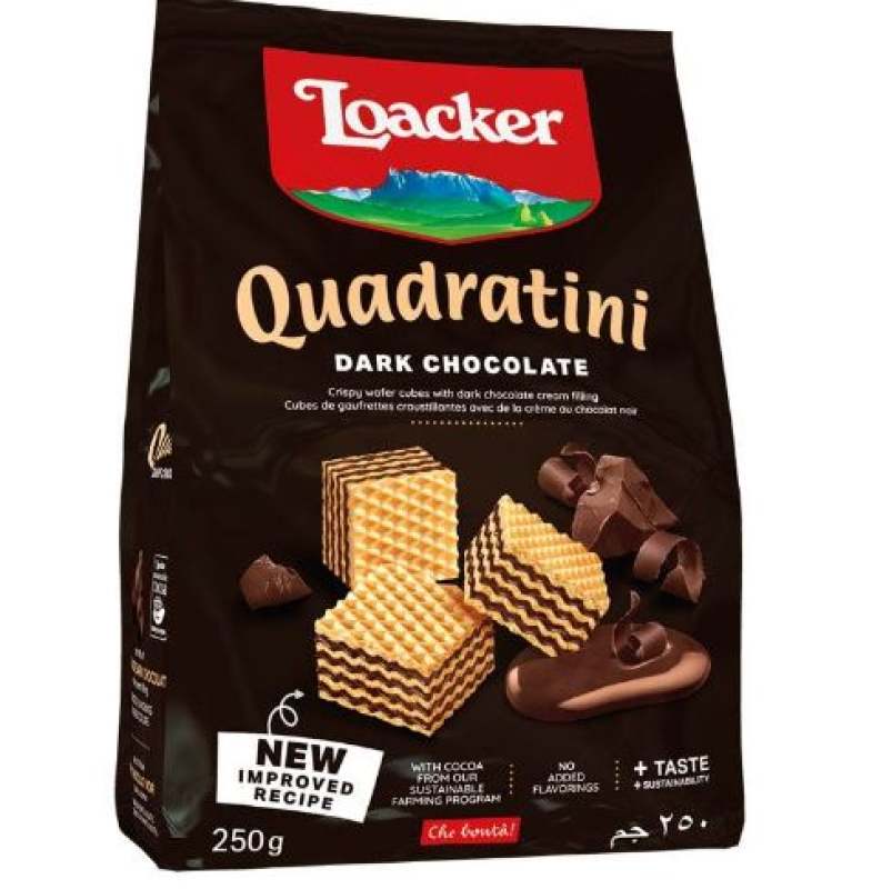 Date 05/27 Bánh xốp hiệu Loacker Quadratini Vị Socola đắng 250g