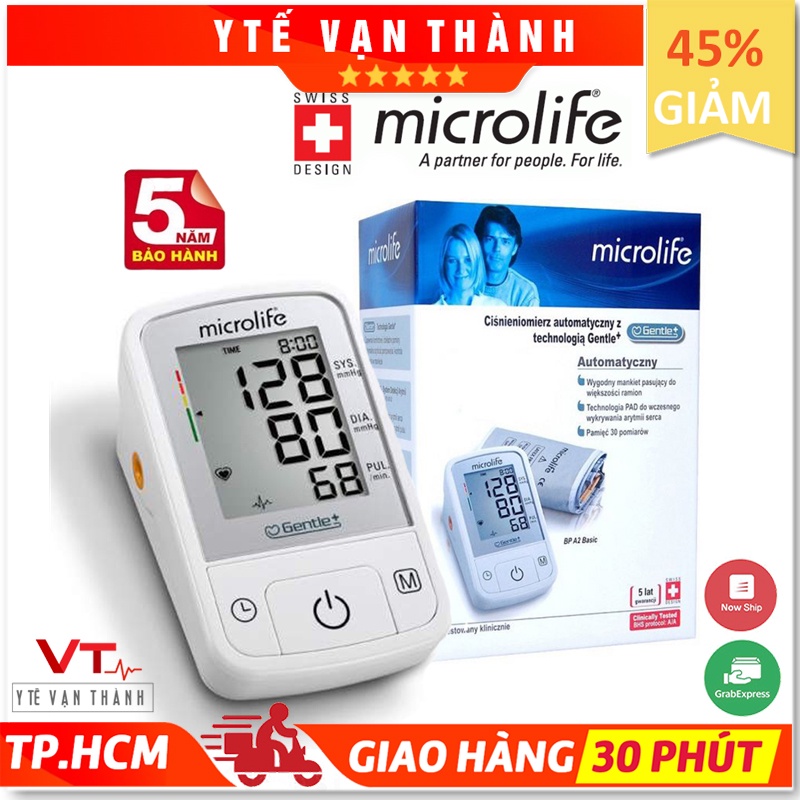 ✅ [Chính Hãng HCM] Máy Đo Huyết Áp Bắp Tay: Microlife A2 Basic (BH 5 Năm 1 đổi 1) - VT0516 [ Y Tế Vạn Thành ]