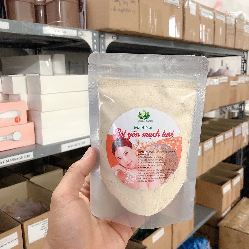 Bột Yến Mạch Tươi Đắp Mặt Dưỡng Trắng Da Tẩy Tế Bào Chết Se Khít Lỗ Chân Lông Giảm Nhờn Mờ Thâm Nám 100Gr .
