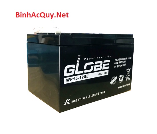 BÌNH ẮC QUY WP15-12SE (12V - 15Ah ) - GLOBE cho xe đạp điện xe máy điện