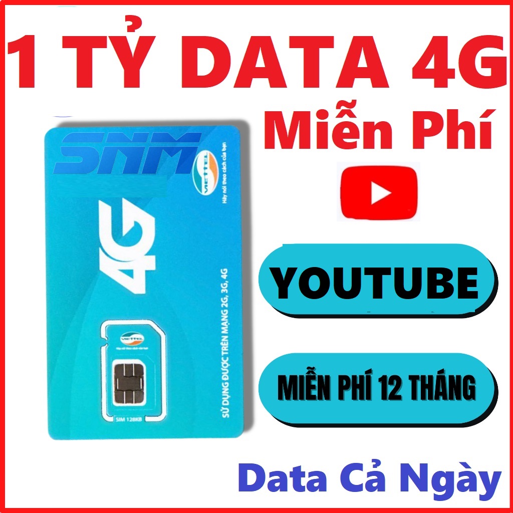 Sim 4G Viettel Trọn Gói 1 Năm Không Giới Hạn DATA Truy Cập Tốc Độ Cao Viettel  12UMAX90 / 12Umax70 /