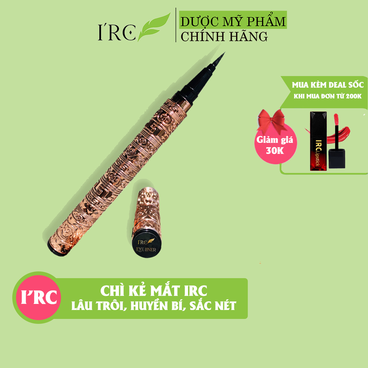 Bút Chì Kẻ Mắt Irc Eyeliner Gold 24H Lâu Trôi Kháng Nước Đường Nét Mềm Mại