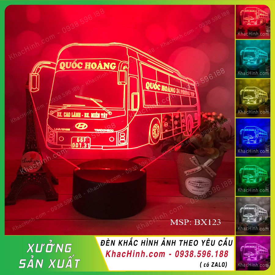 Đèn mô hình xe khách Huyndai Đèn mô hình xe giường nằm Huyndai đèn trang trí táp lô xe ô tô táp lô xe khách  xe tải khắc hình theo yêu cầu khachinh.com