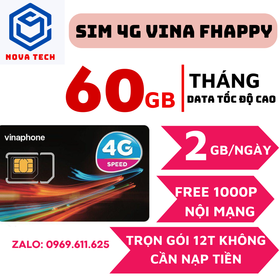 Sim 4G Vina Trọn Gói 1 Năm D500 - Fhappy - TD49 - VD149 - U1500 - BIG50Y Miễn Phí Sử Dụng Tốc Độ Cao