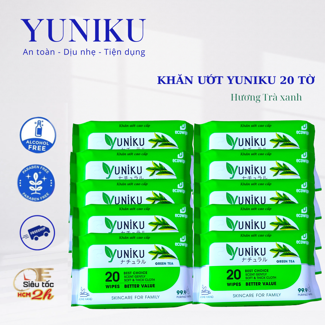 Combo 10 gói khăn ướt Yuniku 20 tờ hương ngẫu nhiên - Hàng chính hãng