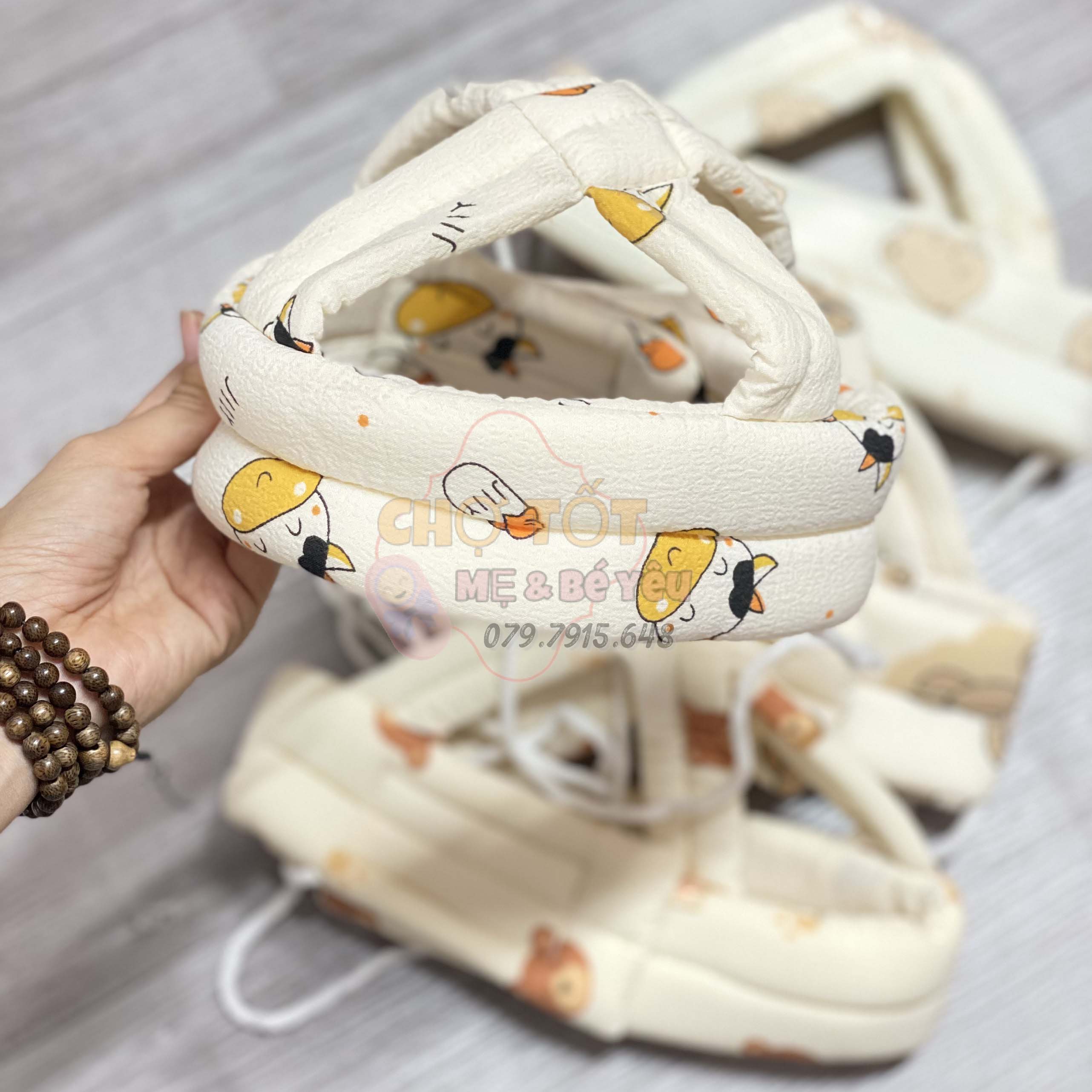 Mũ Bảo Vệ Đầu Nón Bảo Hiểm Xốp Cho Bé Tập Đi Tập Bò Chống Va Đập Vải Muslin Siêu Nhẹ Mềm Thoáng Khí 5-36 Tháng