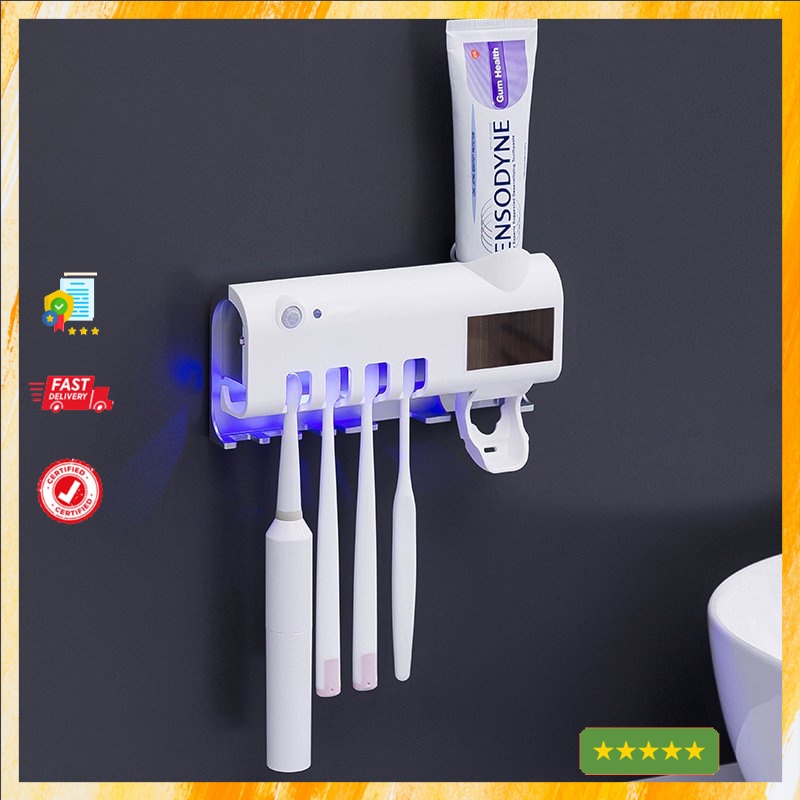 Kệ nhả kem treo bàn chải tia UV Năng lượng ánh sáng không cần cắm điện an toàn cho bé - LD Mart 415