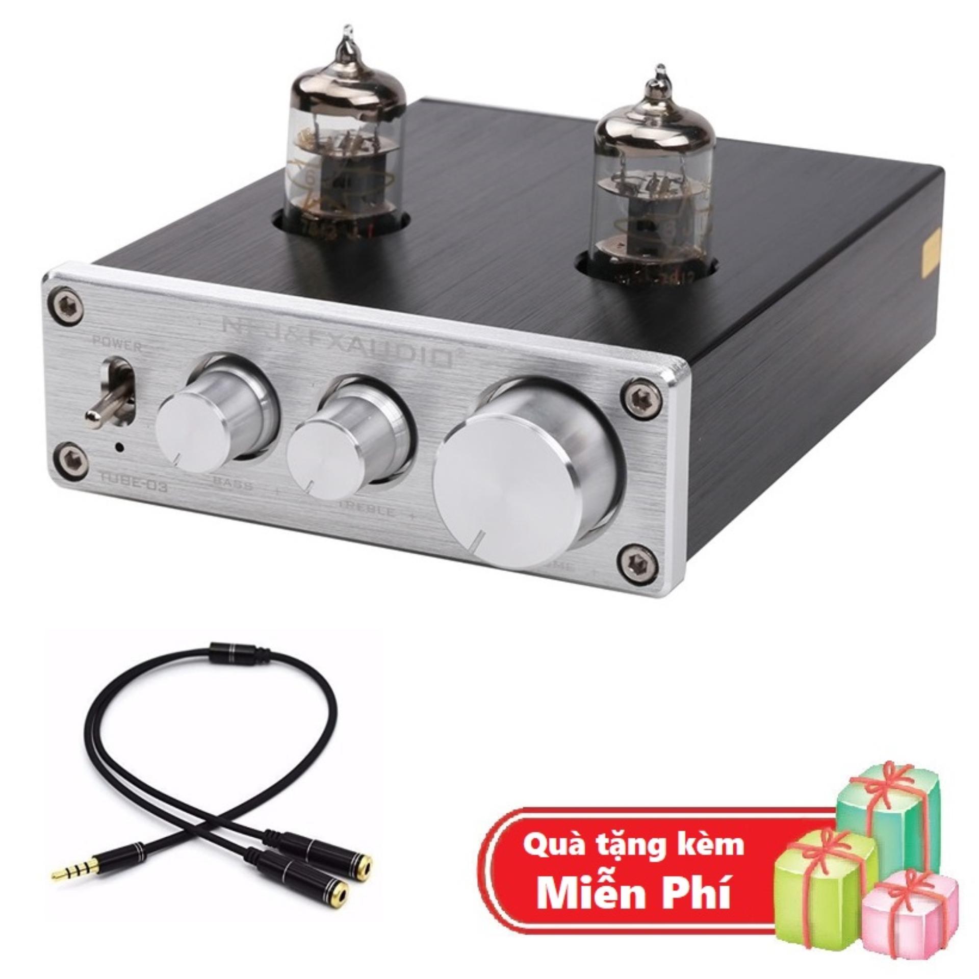 ( Quà tặng Dây chia cổng loa 3.5mm 1 ra 2 ) FX Audio TUBE-03 6J1 Preamplifier Đèn Chỉnh Bass-Treble 