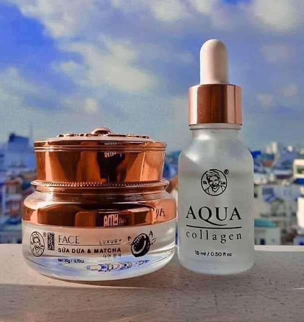 (Hàng Chính Hãng 100% Miễn Ship) Combo Dưỡng Da Thần Thánh. Nước Thần Aqua Collagen & Kem Face Luxury