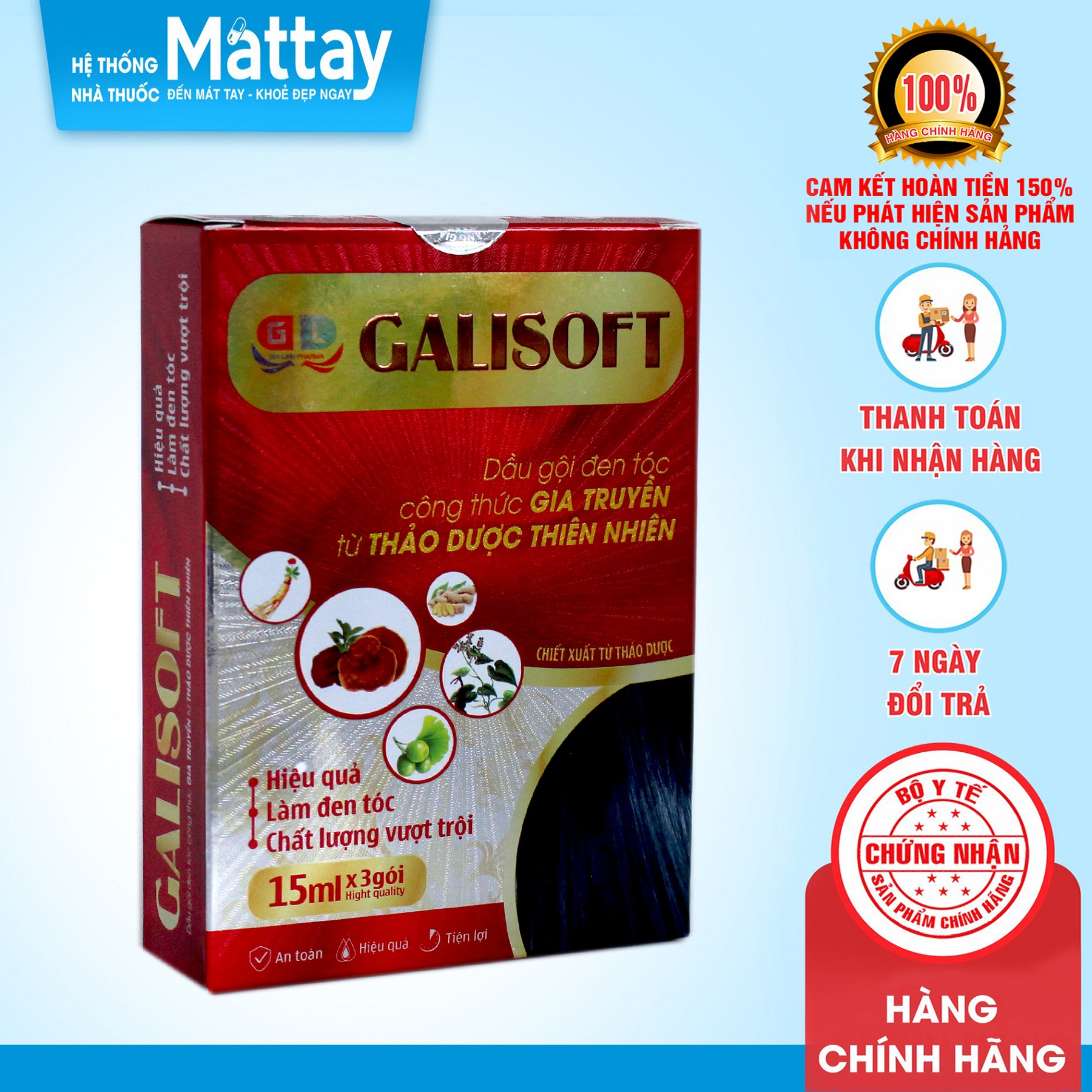 Dầu gội đen tóc thảo dược công thức gia truyền GALISOFT