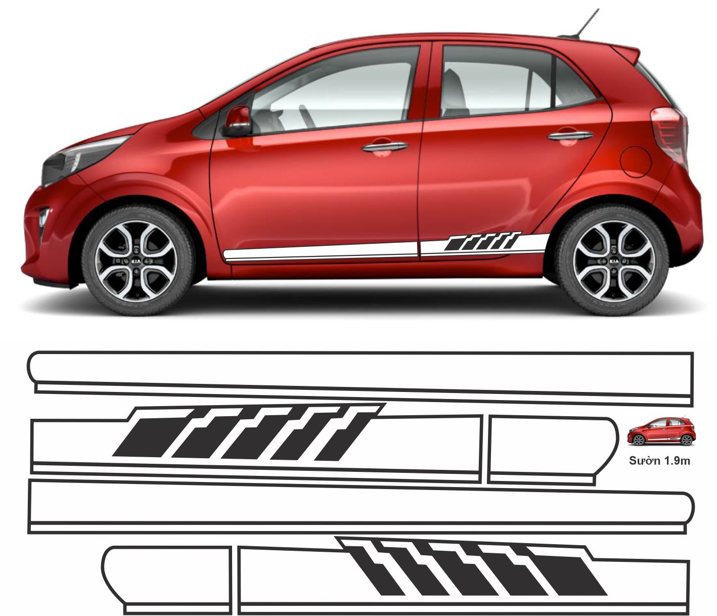 Tem dán sườn xe Kia Morning - Grand I10