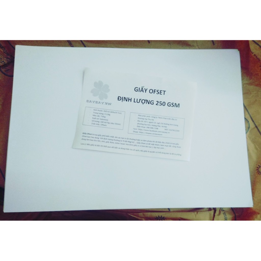 100 Tờ Giấy In Ofset Định Lượng 250 Gsm Khổ A3 (420X297Mm)