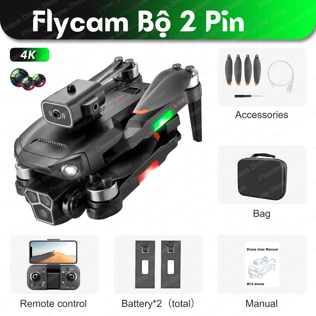 Máy Bay Flycam Camera 4K M1S Pro Max Drone Mini Điều Khiển Từ Xa 4 Cánh Cảm Biến Chống Va Chạm Không Chổi Than Bay 20 Phút Xa 1000m