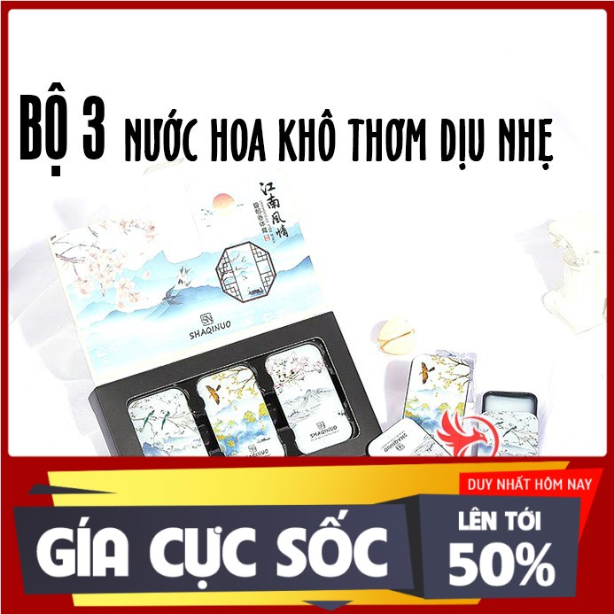 [Hàng Loại A] Nước Hoa Sáp Khô Mini Dạng Sáp Cho Nữ Thơm Lâu Hương Dịu Nhẹ - Bộ 3 Hộp Mix Nhiều Mùi