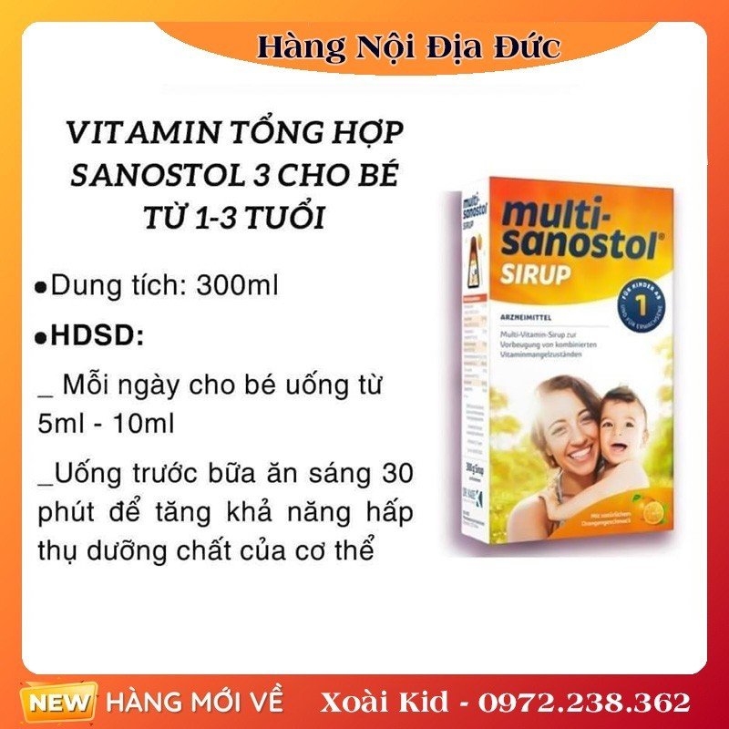 Vitamin tăng sức đề kháng cho bé Sanostol số 136 của Đức và Kẹo ngậm Sanostol cho bé từ 1 tuổi - Nội