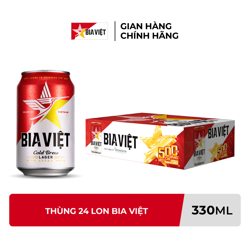 Thùng 24 lon Bia Việt 330ml/lon - Trúng Vàng PNJ