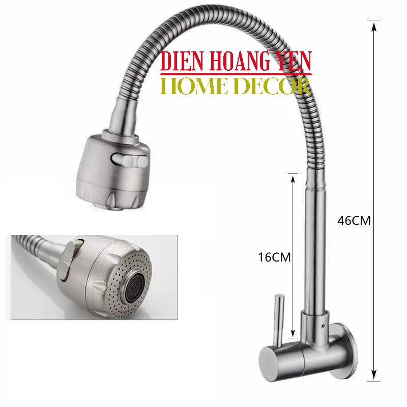 Vòi chậu rửa chén bát gắn tường  vòi chậu rửa chén một đường nước inox 304